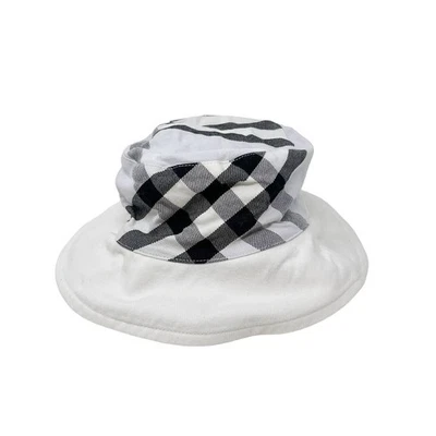 Sombrero de cubo reversible Burberry Nova Check blanco lila púrpura negro algodón para mujer Foto 1 de 4