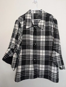 Chaqueta Ali Miles para mujer 3X cárdigan de franela a cuadros abrigo arte para usar negro artístico - Imagen 1 de 8