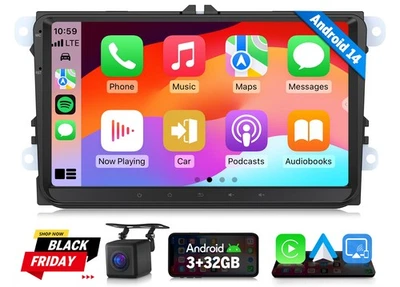 CAM+ Für VW 9" IPS Touchscreen VWX7 Android Auto 14 Autoradio Navi CarPlay WiFi - Bild 1 von 4