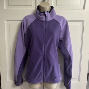 LL BEAN Womens Jacket Fleece Purple XL Weather Channel Polartec Zip Colorblock - Picture 1 of 12