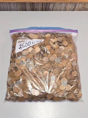 Bolsa de 2500+ centavos de trigo Lincoln 1909-1958 P D S lote de venta inmobiliaria sin buscar Foto 1 de 4