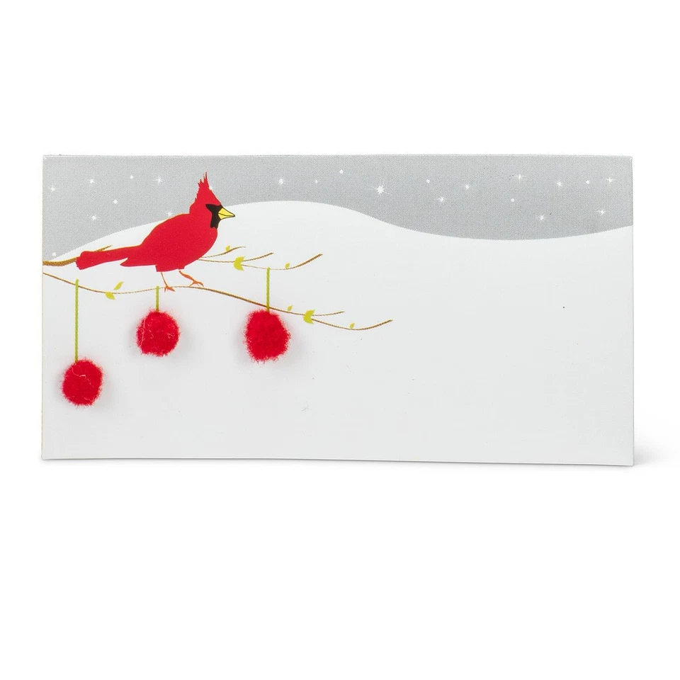 Cardinal Bird Place Cards with Pompoms, - Image 1 of 1