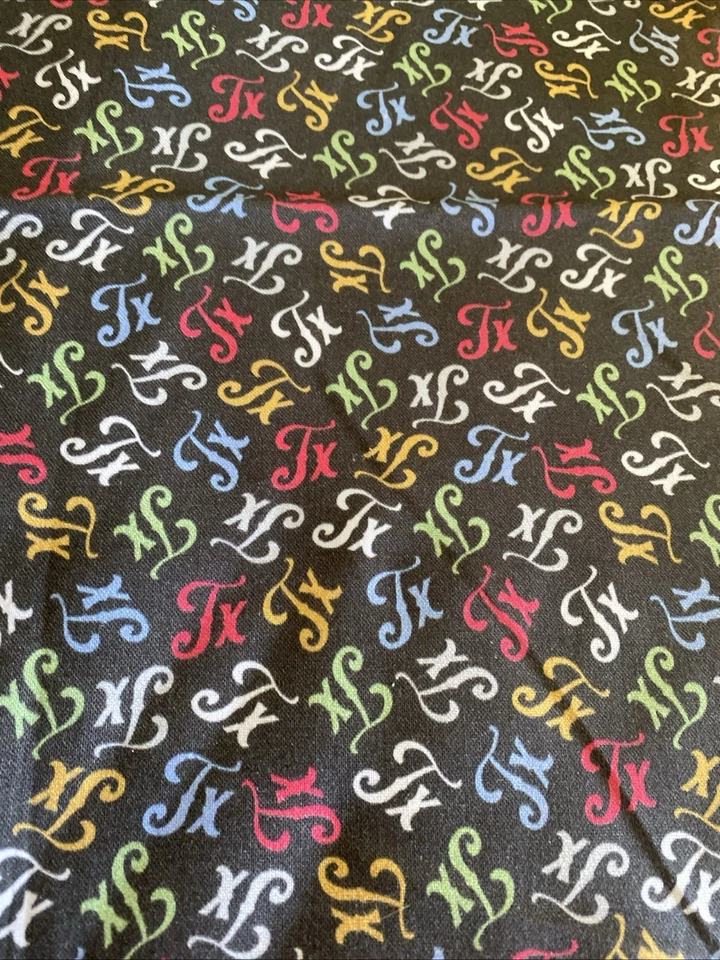 Texas Print Cotton With Green Yellow Blue Red on Dark Grey 12” x 44” - Image 1 of 1