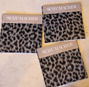 New LOT OF 3 Schumacher LILYA LEOPARD Alpacha Wool Grey Fabric Sample 6" SQ - Picture 1 of 3