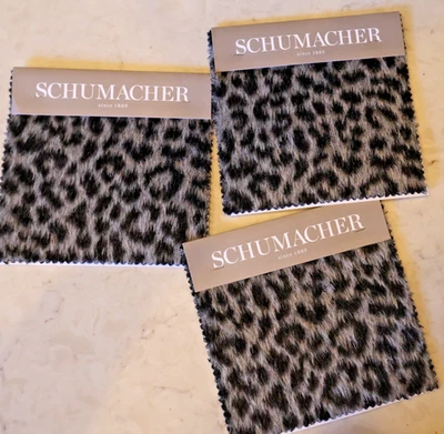 New LOT OF 3 Schumacher LILYA LEOPARD Alpacha Wool Grey Fabric Sample 6" SQ - Image 1 of 3