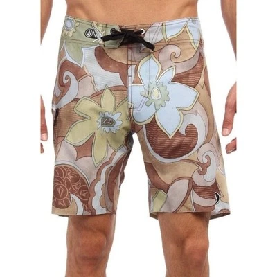 NUEVO VOLCOM PARA HOMBRES 28 BOARDSHORTS Traje de Baño Helecho Mod Floral Marrón Raro Foto 1 de 4