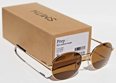 Gafas de sol Smith Optics Prep doradas/marrones redondas NUEVAS $139 Foto 1 de 4