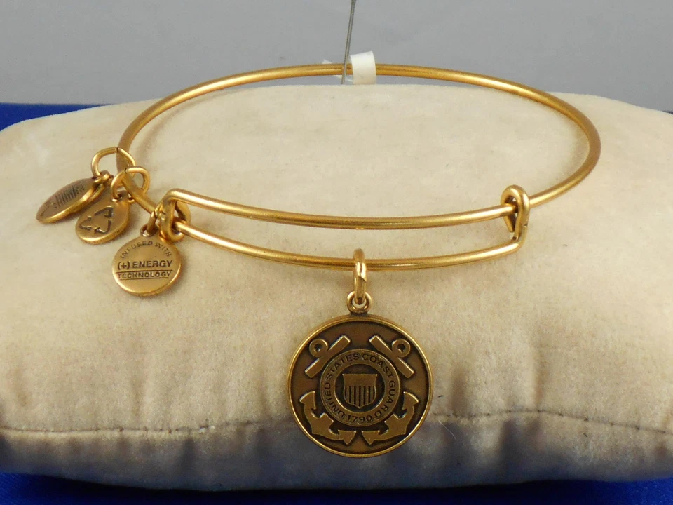 Alex and Ani US Coast Guard Charm Bangle Bracelet Rafaelian Gold As12uscgrg