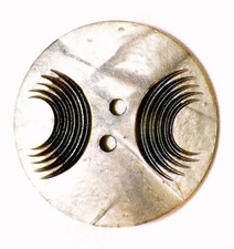 Art Deco Celluloid Wafer Button Olive Green Gray Black Vintage #27