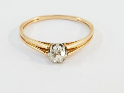Bague solitaire en OR jaune 18 carats avec DIAMANT - Photo 1/4