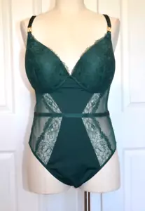 Victoria's Secret Underwire Bodysuit Women's Green Lacey Overlay Size XL - Picture 1 of 10