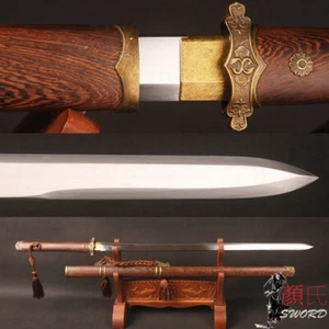 Espada china afilada palo de rosa de doble filo afilado de la dinastía Tang tradicional Dao - Imagen 1 de 11