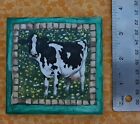 Freisian Cow Decorated Wall Hanging Ceramic Tile Farm Animals Handcrafted