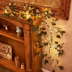 Decorative Garland Lights 6FT 96 LED Fairy Lights, Lighted Eucalyptus Twig Garla - Picture 1 of 8