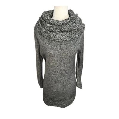 Suéter suéter gris jaspeado con cuello capucha para mujer New York & Company talla pequeña Foto 1 de 4