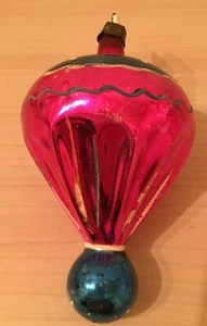 Baumschmuck,Weihnachten, Kugel, cyclam-blau, bemalt,Glas,ca.1960,zum Aufhängen - Picture 1 of 2