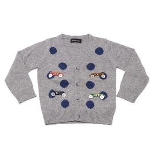 1520AD cardigan bimbo BOY MONNALISA mix wool/cashmere grey sweater kids - Picture 1 of 4