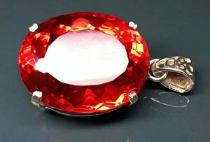 80+ Ct Brazilian Red Topaz German Silver Solitaire Oval Cut Gemstone - Picture 1 of 9