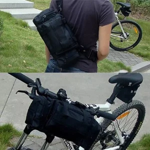 New Black Multifunction Cycling Bike Bicycle Waist Pack Shoulder Handlebar Bag - Picture 1 of 7