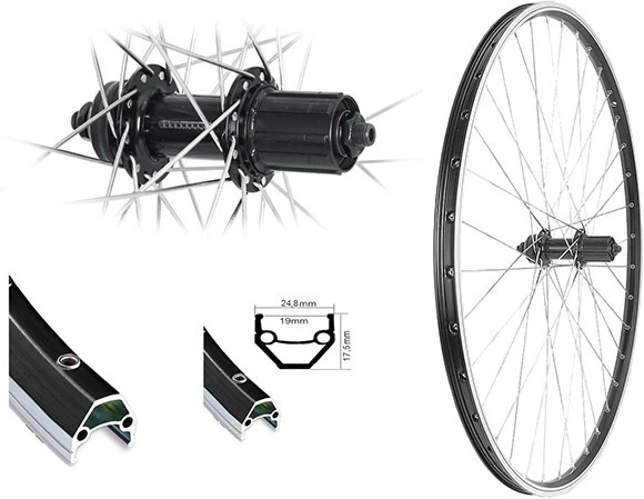 BAERWINKELS LAUFRADBAU Laufrad BW 28'' HR 19-622 CUT19 schwarz m.Ö.36L. FH-QC400 8-10f. SSP schwarz