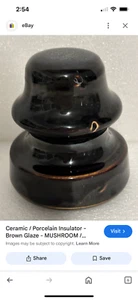 Vintage Keramik braun Glasur Pilz/Fliegenhocker Isolator guter Zustand - Bild 1 von 5