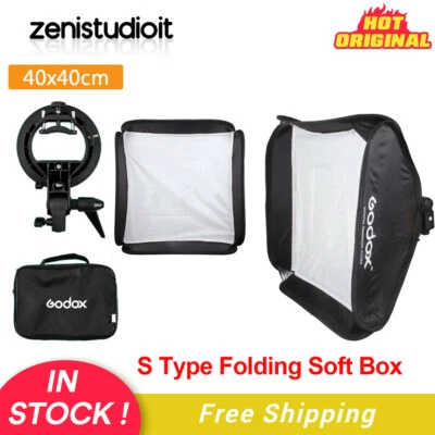 US 2Pcs Godox 40x40cm S-type Bracket Bowens Flash Softbox Fr AD200 AD200Pro V860 - Image 1 of 4