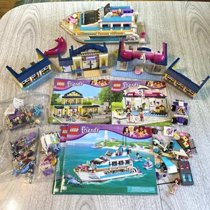LEGO FRIENDS Lot Dolphin Cruiser 41015 Heartlake High 41005 Pet Salon w/ Manuals - Picture 1 of 12
