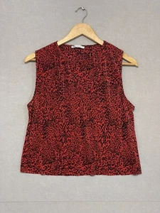 Zara Womens Red & Black Pattern Crop Top Shirt Work Business Size S - Foto 1 di 5