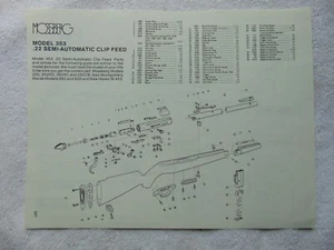 MOSSBERG Mdl 353 Semi Clip .22 Teile Montage Diagramm 80er Jahre Katalog Printanzeige - Bild 1 von 1