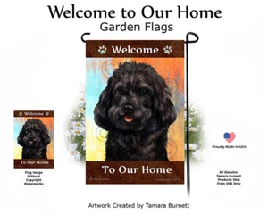 Welcome Garden Flag - Black Cockapoo 043 - Picture 1 of 1