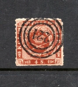 Dinamarca 1863 sello escudo de armas antiguo (Michel 9) bonito usado Nr.cancel 221 (Fieldpos - Imagen 1 de 2