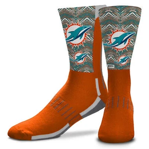 Zubaz Miami Dolphins NFL Adult Phenom Curve Crew Socks - Picture 1 of 1