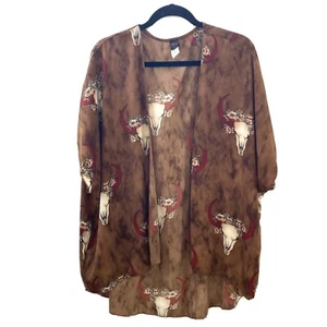 I Joah Western Rodeo Steer Cowgirl Kimono Overlay vorne offen Gr. S braun Cowboy - Bild 1 von 7