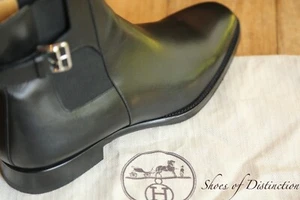 Hermes Iran Black Leather Jodhpur Buckle Boots Men's UK 8.5 US 9.5 EU 42.5 - Picture 1 of 13