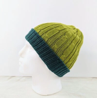 Gorro 100% Bebé Alpaca Reversible Tejido con Cable Unisex Verde Extra Suave Boho Perú Foto 1 de 4