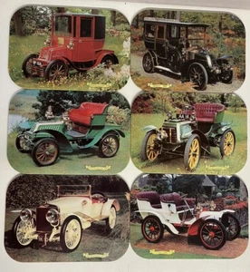 Six Vintage Veteran Car Table Placemats Metal Top, De Dion Bouton, Renault, Fiat - Picture 1 of 9