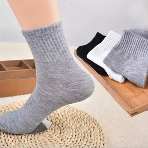 3 Pairs Classic Dress Socks Men's Sport Socks Cotton Fashion Crew Solid Color - Picture 1 of 13