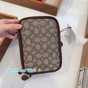 Tracolla Coach uomo Stanton nuova con etichetta in jacquard firmato argento/rovere/acero CH097 - Foto 1 di 9