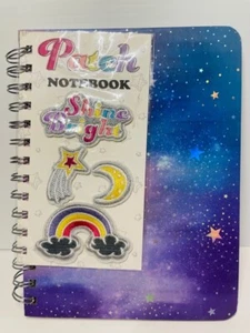 Shine Bright Journal Lined Notebook With Patch Stars Rainbow Sun N170 - Picture 1 of 5