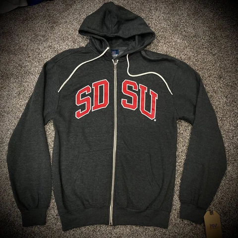 SDSU AZTECS ZIP HOODIE dark gray san diego state university sweatshirt ADULT MED Cover