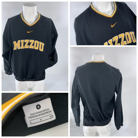 Mizzou Tigers Nike Wind Pullover S Men Black Poly V Neck Sewn Letters YGI B2-236 Cover