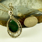 Lemurian Jade Crystal Pendant German Silver Wire Wrapped Authentic Gemstone