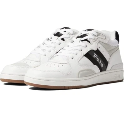 Ralph Lauren Polo Court Pro Mid Tenis Para Hombre 7 Negro Blanco Gris Zapatos Foto 1 de 4