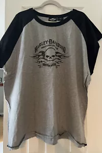 Harley Davidson Sleeveless T Shirt Mens 3 XL Gray Skull Motorcycles - Picture 1 of 4