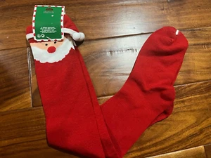 NEW CLAIRES CHRISTMAS KNEE HIGH SOCKS santa claus red HOLIDAY SIZE 4-10 - Picture 1 of 1