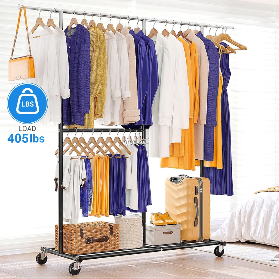 Estante de ropa plegable comercial rodante de alta resistencia con ruedas Foto 1 de 1