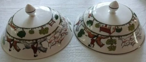 Wedgwood Coalport Hunting Scene Pair Toast/Muffin Covers, Rare & Discontinued! - Picture 1 of 6