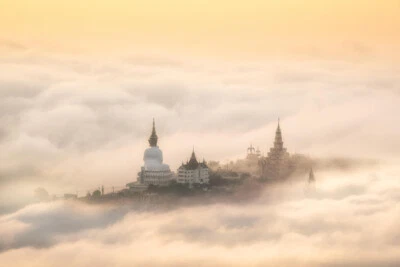 Fog Over Big Buddha Statue Temple Bangkok Photo Art Print Poster 18x12 - Image 1 of 3
