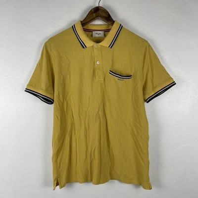 Polo Bally Suiza 1851 Para Hombre Mediano Amarillo Bolsillo Logo Rayas Foto 1 de 4