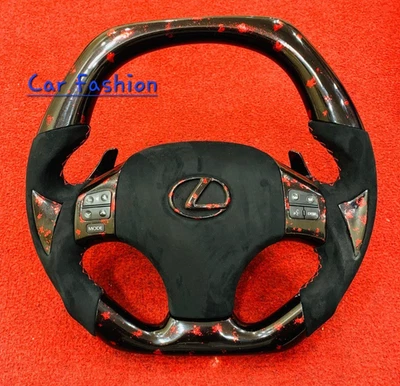 LEXUS IS250,IS350 REAL CARBON FIBER STEERING ISF RED STITCHING WITH ALCANTARA - Image 1 of 4